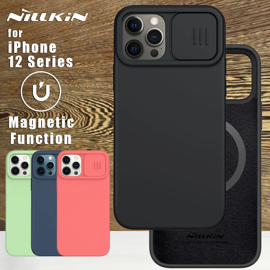 

Nillkin for Apple iPhone 13 12 Pro Max Case Silky Magnetic Adapt Magsafe Sillicone PC Phone Back Cover case for iPhone 12 Pro