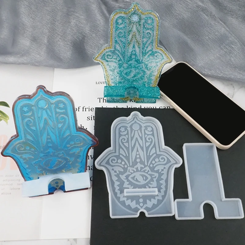 

2021 New Crystal Epoxy Resin Mold DIY Cellphone Bracket Mobile Phone Stand Silicone Mould