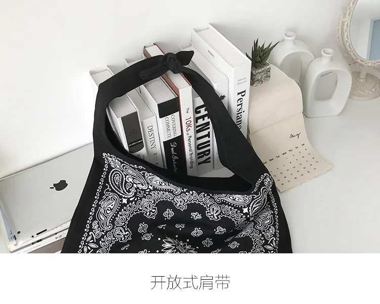 Женская сумка-тоут из льна и хлопка черная Повседневная сумка в полоску богемном