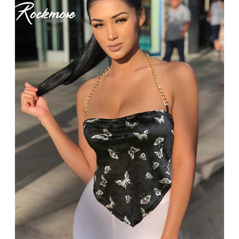Rockmore винтажный топ на бретелях с принтом бабочки женские укороченные топы