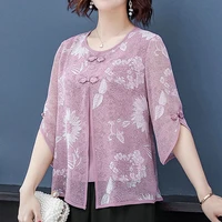 women spring summer style chiffon blouses shirts lady casual half sleeve o neck chiffon blusas tops zz0850