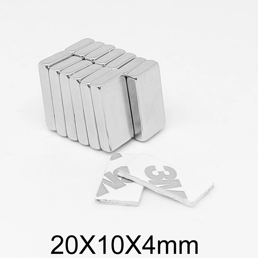 

2/5/10/20/30/50PCS 20x10x4 mm Quadrate Rare Earth Neodymium Magnet With 3M Glue Tape 20x10x4mm Strong Powerful Magnets 20*10*4