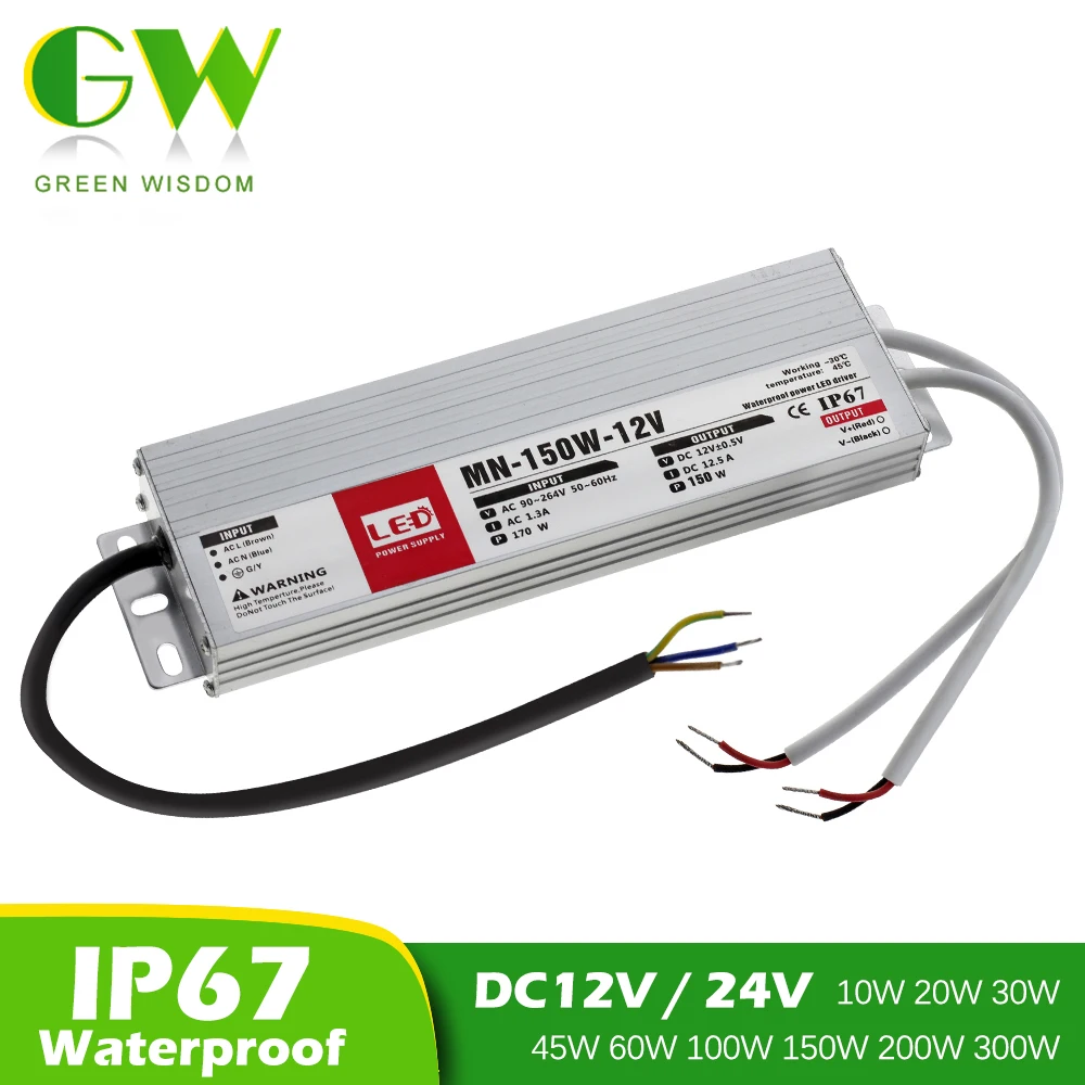 

IP67 Waterproof LED Driver DC12V 24V Lighting Transformers for Outdoor Light 12V Power Supply 10W 20W 30W 45W 60W 100W 200W 300W