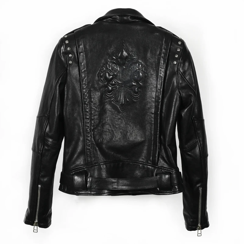 

JCHB 2021 Genuine Leather Jacket Women Short Women's Sheepskin Coat Motorcycle Leather Coats Spring Autumn Cuero Genuino Pph337