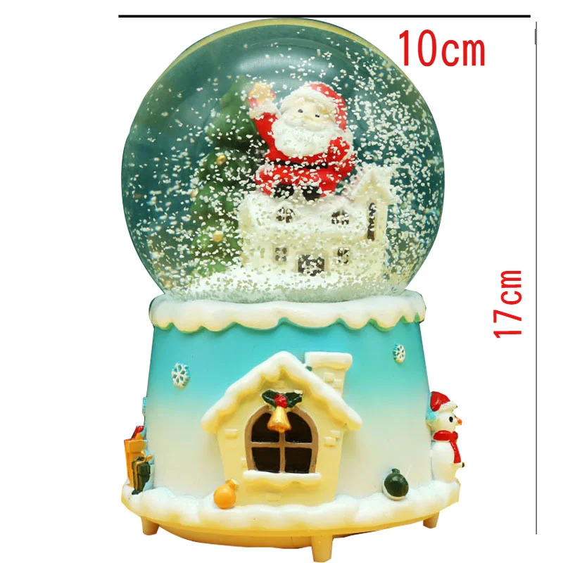 

Multifunctional Christmas Crystal Ball Music Box Toy Present Gift Snowflake Rotating Glowing Resin Sculpture Decoration