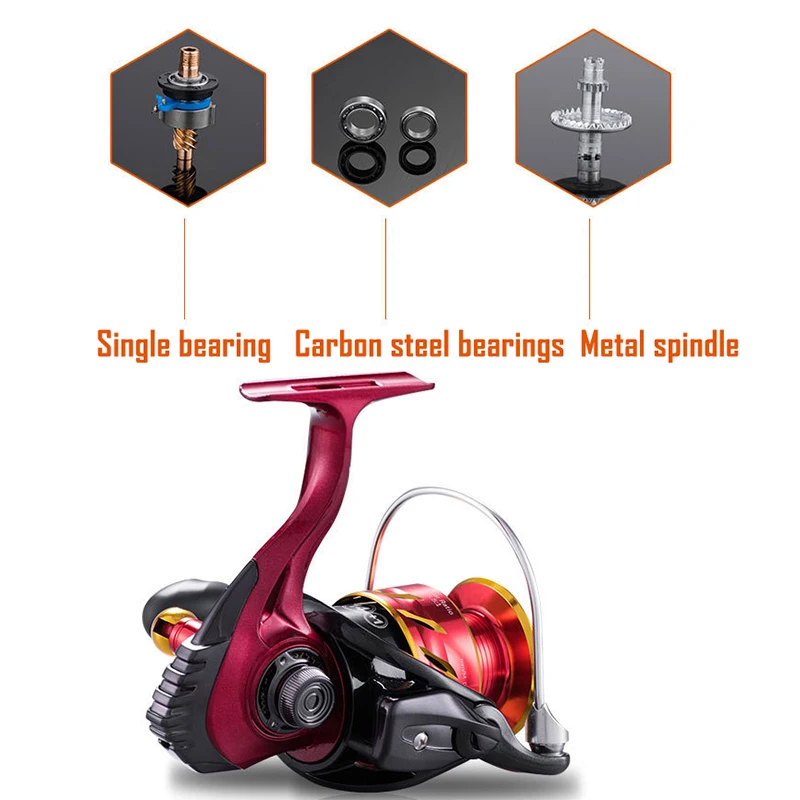

New 13+1BB Spinning Fishing Reel Gear Ratio 5.2:1 2000-7000 Series Metal Front Drag Handle Spool Saltwater Fishing Accessories