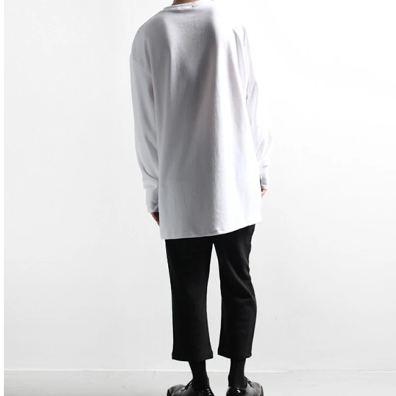 Весенняя и Осенняя мужская футболка с длинными рукавами Мужская Корейская