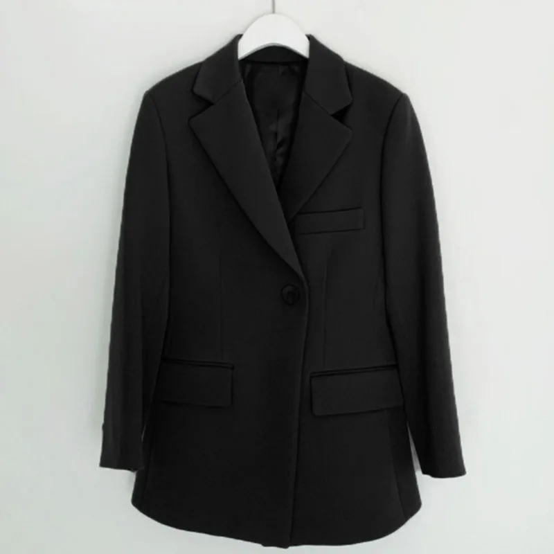 

Women's Office Ladies Suit Blazer 2021 Solid Color Casual Single Button Coat Jacket Long Sleeve Notched Collar Pockets Blazer