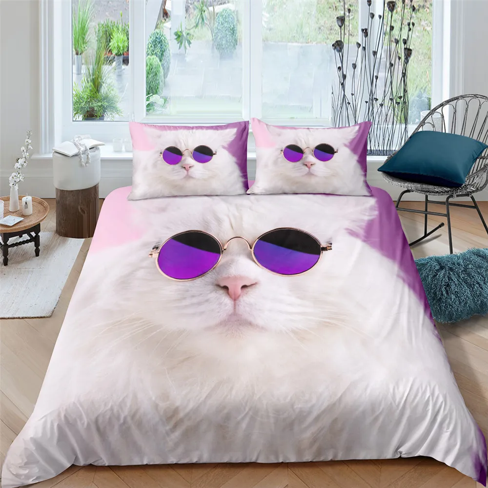 

2/3Pcs Bedding Set Pet Dog Cat Printing Duvet Cover Bedding Decor Comfortable Bedding Sets For Home Textiles