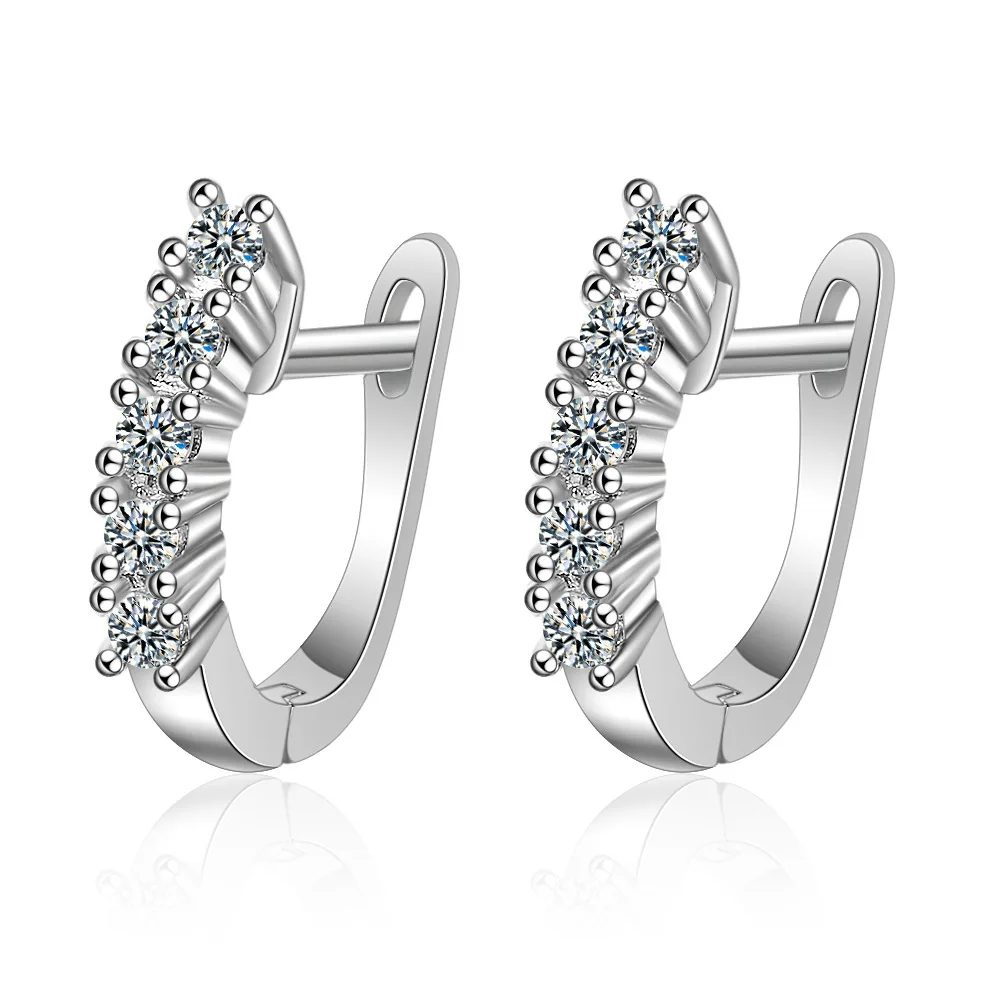 Очаровательные женские серьги-кольца с белыми кристаллами серьги высокого
