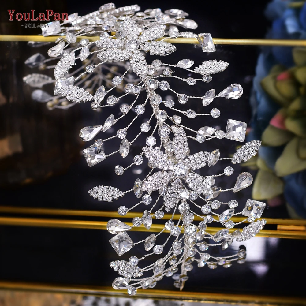 

YouLaPan HP384 Luxury Crystal Wedding Headdress for Women Crown Tiara Rhinestone Headband Bridal Hair Accessories Hair Ornaments
