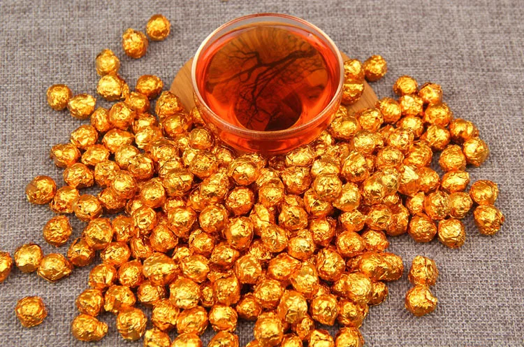 

100g China Yunnan Ripe Tea Gold Tin Foil Packing Resin Tea Pu'er Cha Gao