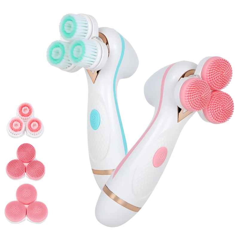 

MARSKE Electric Facial Cleansing Brushes 3 In 1 Silicone Rotating Face Brush Deep Cleaning Massager Skin Care Peeling Cleanser