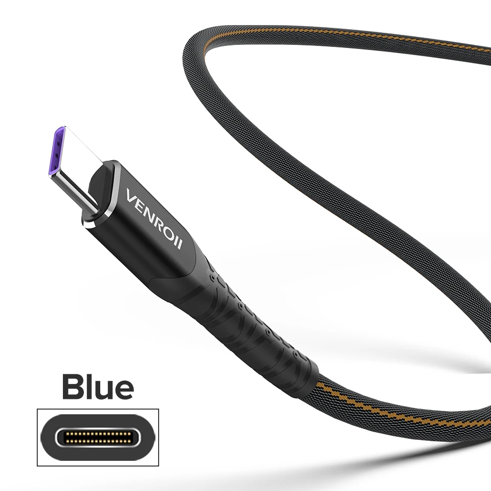 Black Venroii usb type C кабель 5A Supercharge для huawei P20 P30 mate 30 Pro Quick Charge 3,0 4,0 Быстрая зарядка type-C для Honor 20 10 - Цвет: Black