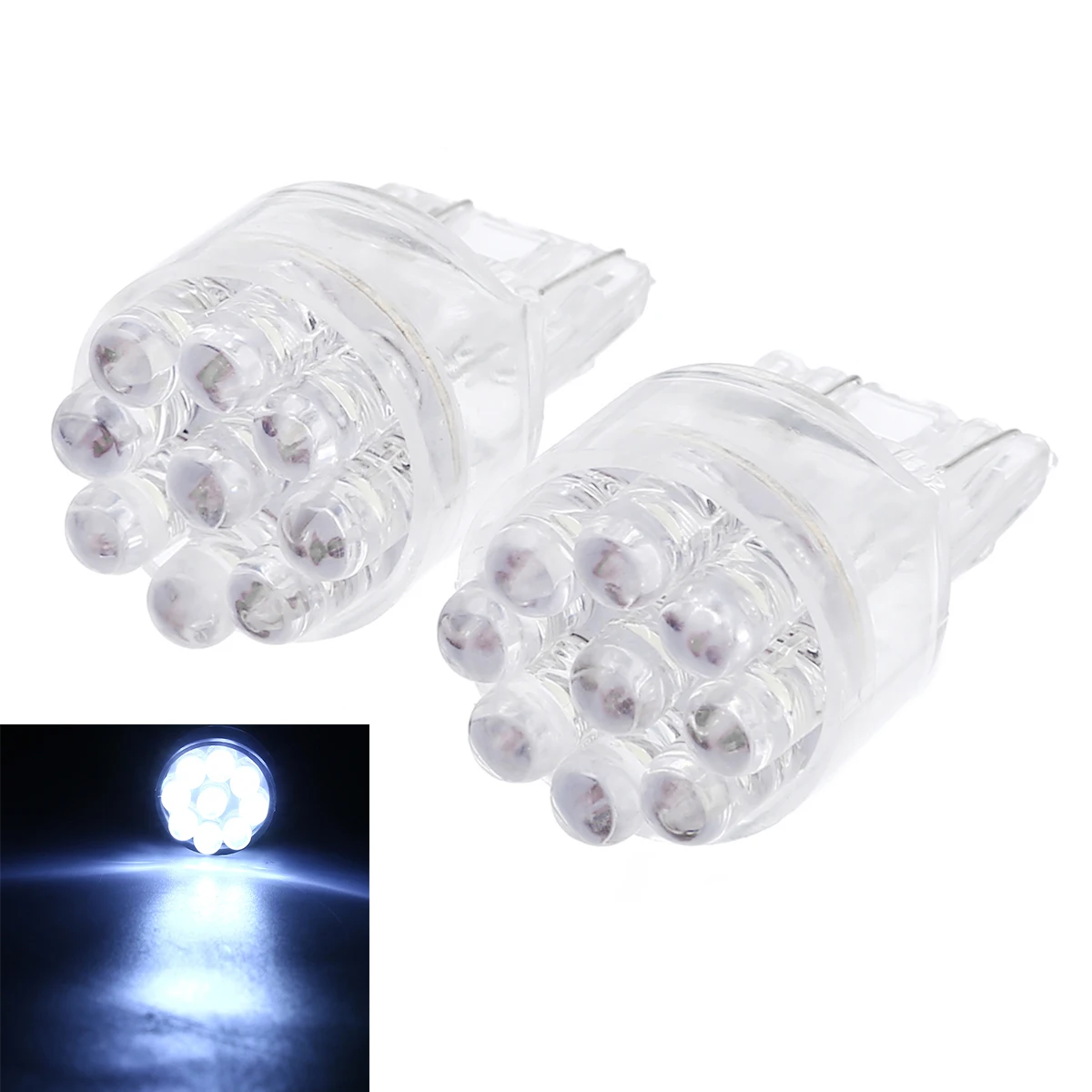 Mayitr 2 шт. DC12V 0,9 Вт T20 7443 7440 белый 9LED 36LM сигнал поворота автомобильный тормозной задний светильник лампа