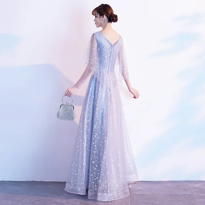 Новое длинное торжественное вечернее платье с v-образным вырезом и DongCMY Robe De Soiree