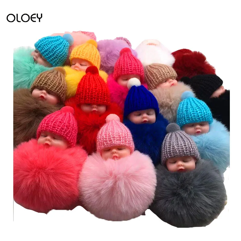 

Sleeping doll furball pendant plush doll key ring lady bag pendant car pendant Doll Hanging Piece Hair Ball Pendant Cute