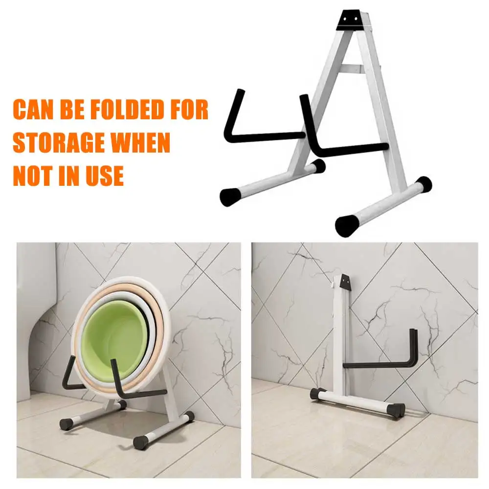 

Folding Multifunction Kitchen Bathroom Storage Rack Carbon Steel Floor-To-Ceiling Washbasin Rack A Shaped Triangle Storage Shelf