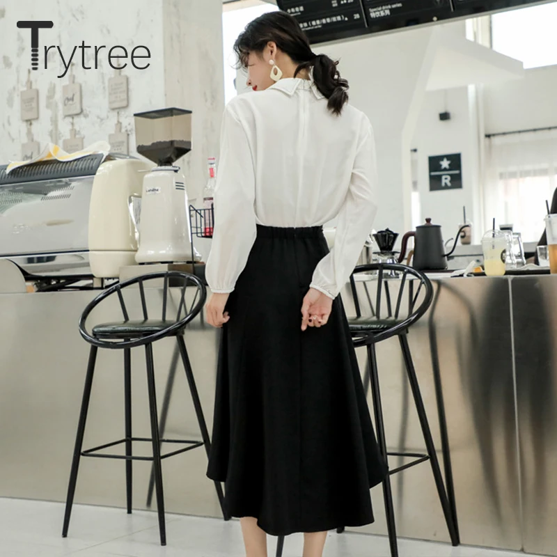 Осенне-зимний женский комплект из двух предметов Trytree 2020 повседневный топ с