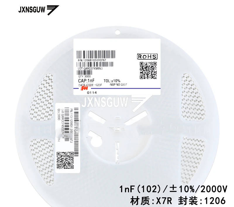 

100PCS FH Chip capacitors 1206 10% 2kV X7R 1nF 102