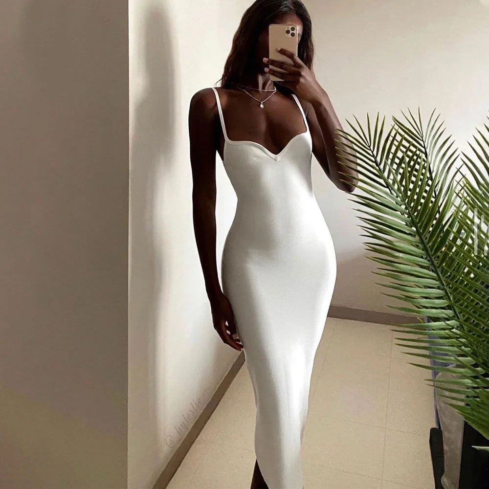 

2021 Summer New Women's Sexy Nightclub Suspenders Long Women Dress Low-cut Tight-fitting Hip Dress
