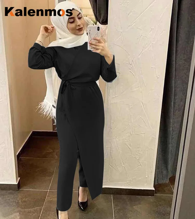 

Abaya Robe Satin Dubai Muslim Jumpsuit Turkey Islam Clothing African Women Musulman Party Work Mode Ropa Mujer Overall Romper