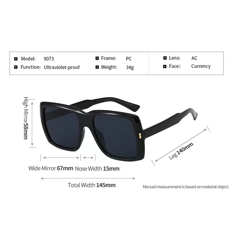 

New Retro Square Frame Sunglasses Ladies Fashion Luxury Outdoor personality Street Shooting Glasses Men's Sports Driving Mirror