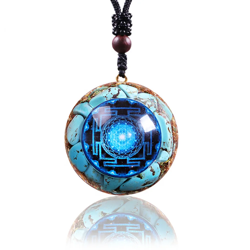 Бирюза подвеска Рэйки оргонит ожерелье с положительной энергетикой шриф Янтра