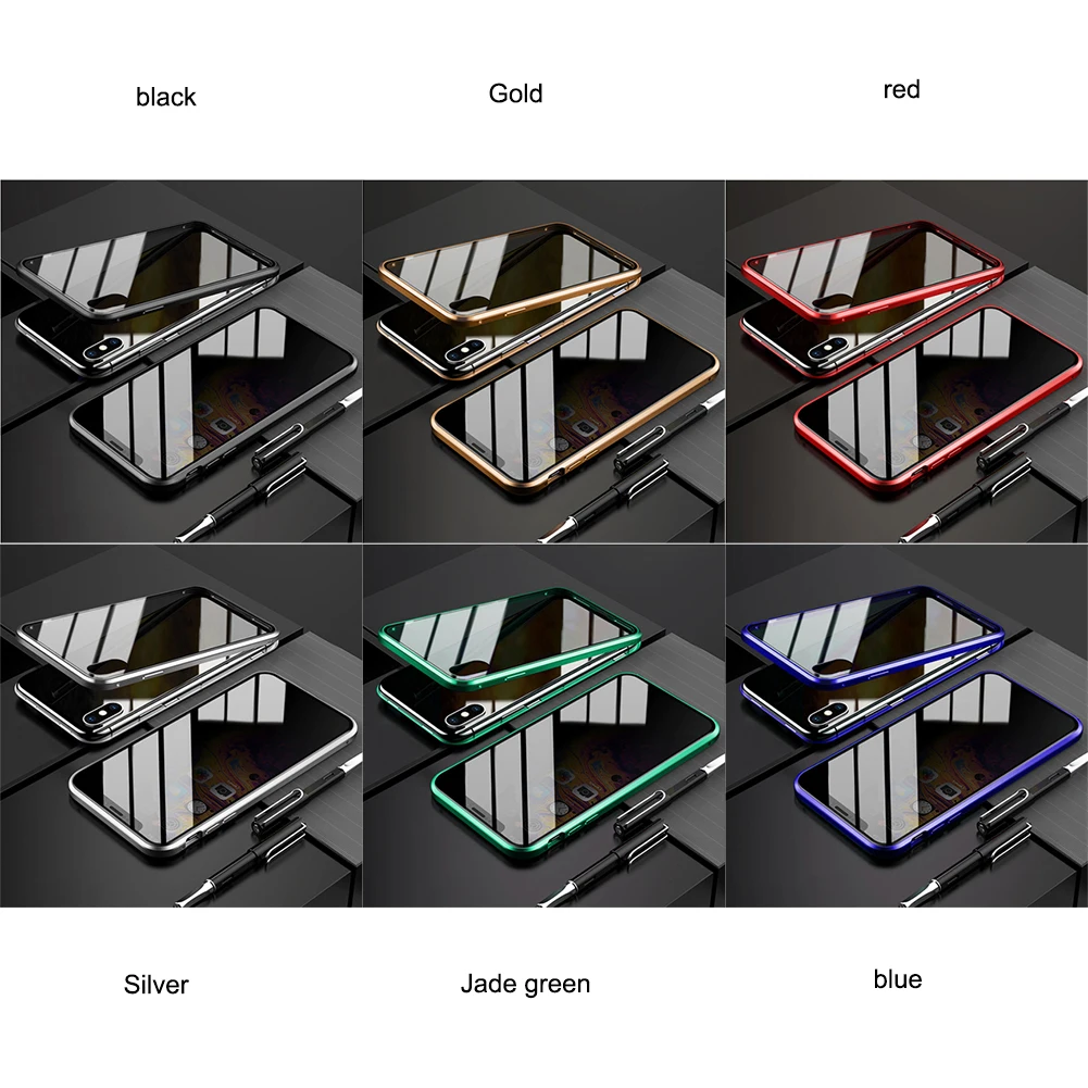 

Anti Peeping Magnetic Case for iPhone 12 11 pro X XR XS MAX Clear Tempered Glass Metal Bumper Full Body Protection 6.1inch