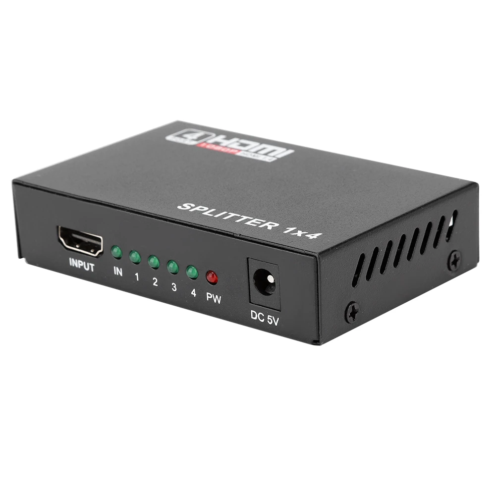 

1 in 4 out Full HD HDMI Splitter Distributor 4 Port 3D 1080p Video Converter 110-240V(US)HDMI