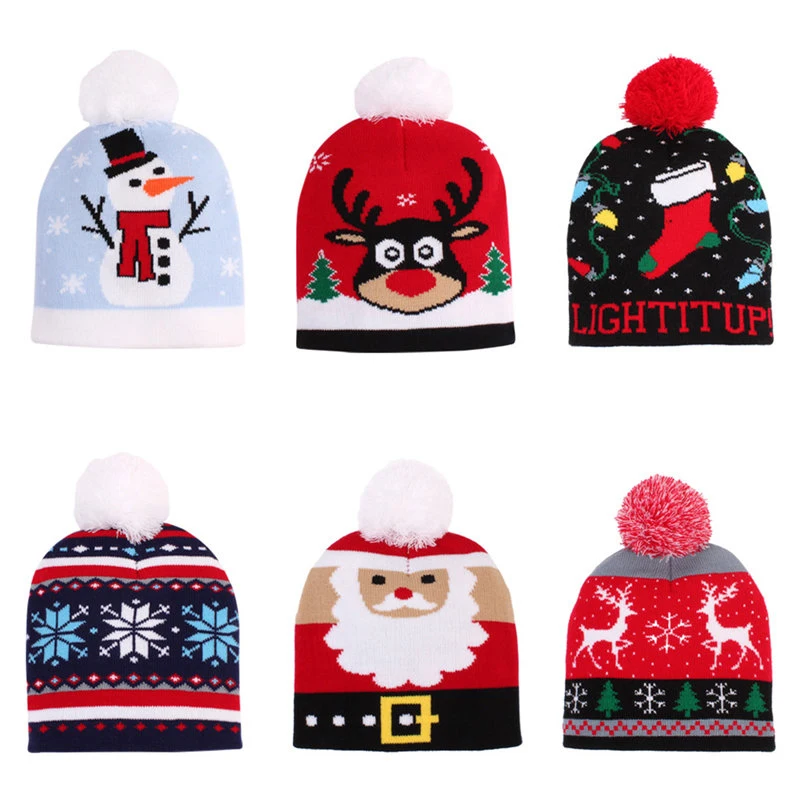 

Lioraitiin Autumn Winter Hats Toddler Baby Boys Girls Christmas Beanie Cap Kids Cute Printed Winter Warm Knitted Hat