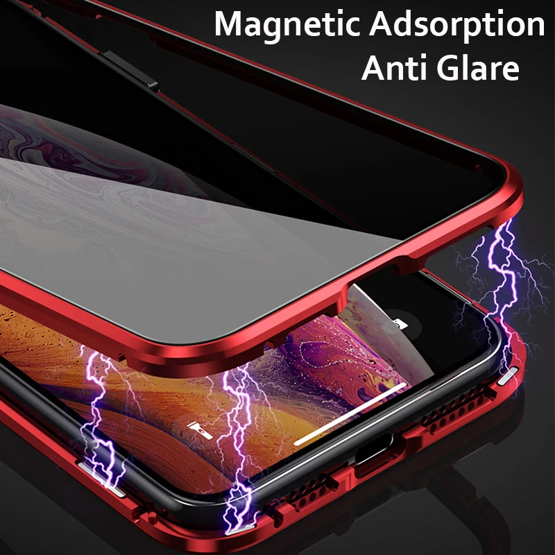 Антибликовый Магнитный чехол для iPhone 11 Pro XS MAX XR двухсторонняя, для стекла металлический бампер для iPhone 8 7 6 Plus