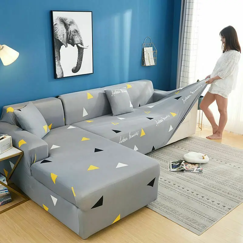 

1/2/3/4 Seater Sofa Cover Geometric Couch Cover Elastic Sofa Cover for Living Room Pets Corner L Shaped Chaise Longue Sofa Cover