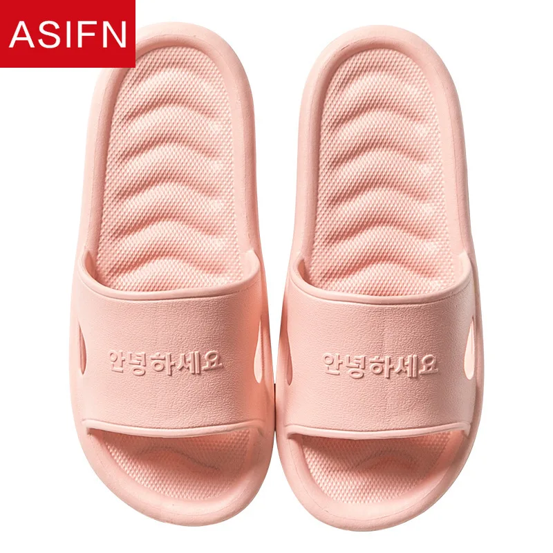

ASIFN Cute Home Women Slippers Summer Slides Couple Indoor Soft Bottom Comfortable Sandals Bath Bathroom Ladies Slippers