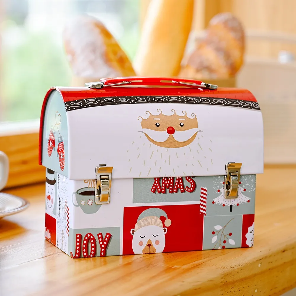 

16*14*8CM Christmas Candy Storage Box Portable Wrought Iron Candy Box Gift Box Piggy Bank Children Gift Cartoon Candy Box