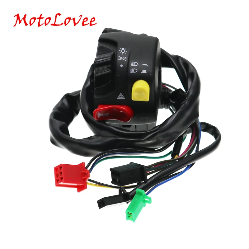 

MotoLovee 7/8" Motorcycle Handlebar Switch Assembly Horn High/low Beam Headlight Fog Light Warning Light Push Button Switches