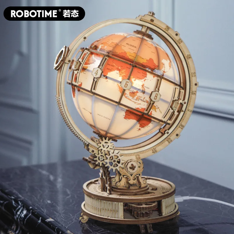 

3D Деревянный пазл Robotime, блочный светящийся Глобус со светодиодный светильник кой, набор для сборки, подарок для взрослых, бесплатная достав...