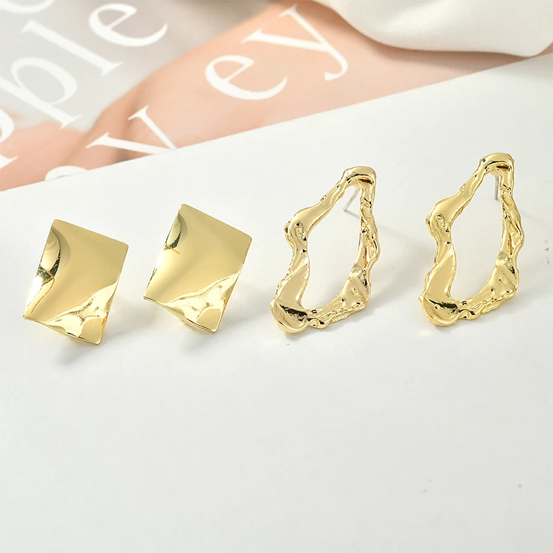 Простые геометрические абстрактные формы сплав серьги 925 Серебряные иглы diy