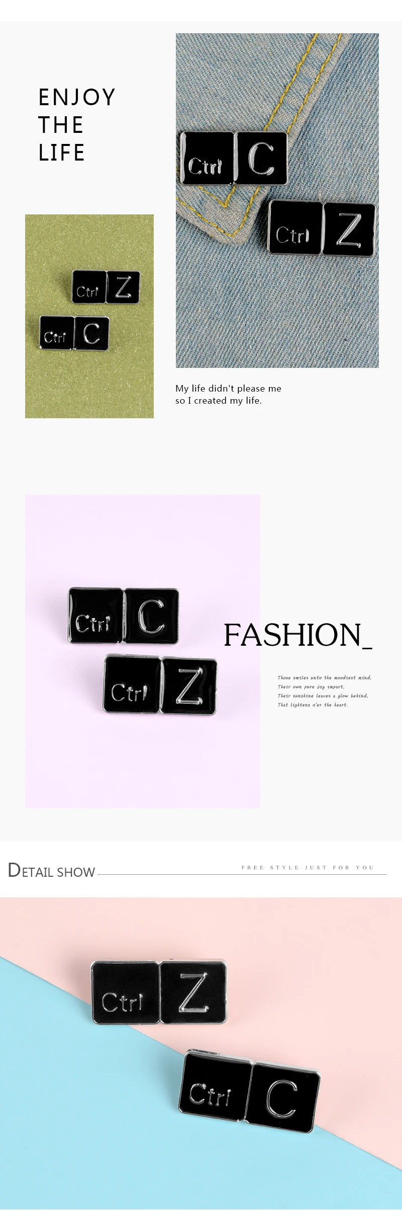 Ctrl C/Ctrl Z клавиатура эмалированная булавка копия возврат ярлык офисный Рабочий броши значки с героями мультфильмов одежда отворотом pin подарок для друга