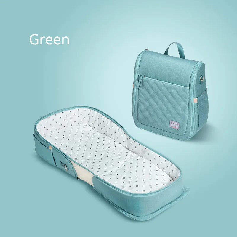 green SUNVENO детская переносная Кровать Сумка Складная новорожденная дорожная кроватка переноска гнездо пеленка для кровати сумка кровать для ребенка 0-6 м - Цвет: green