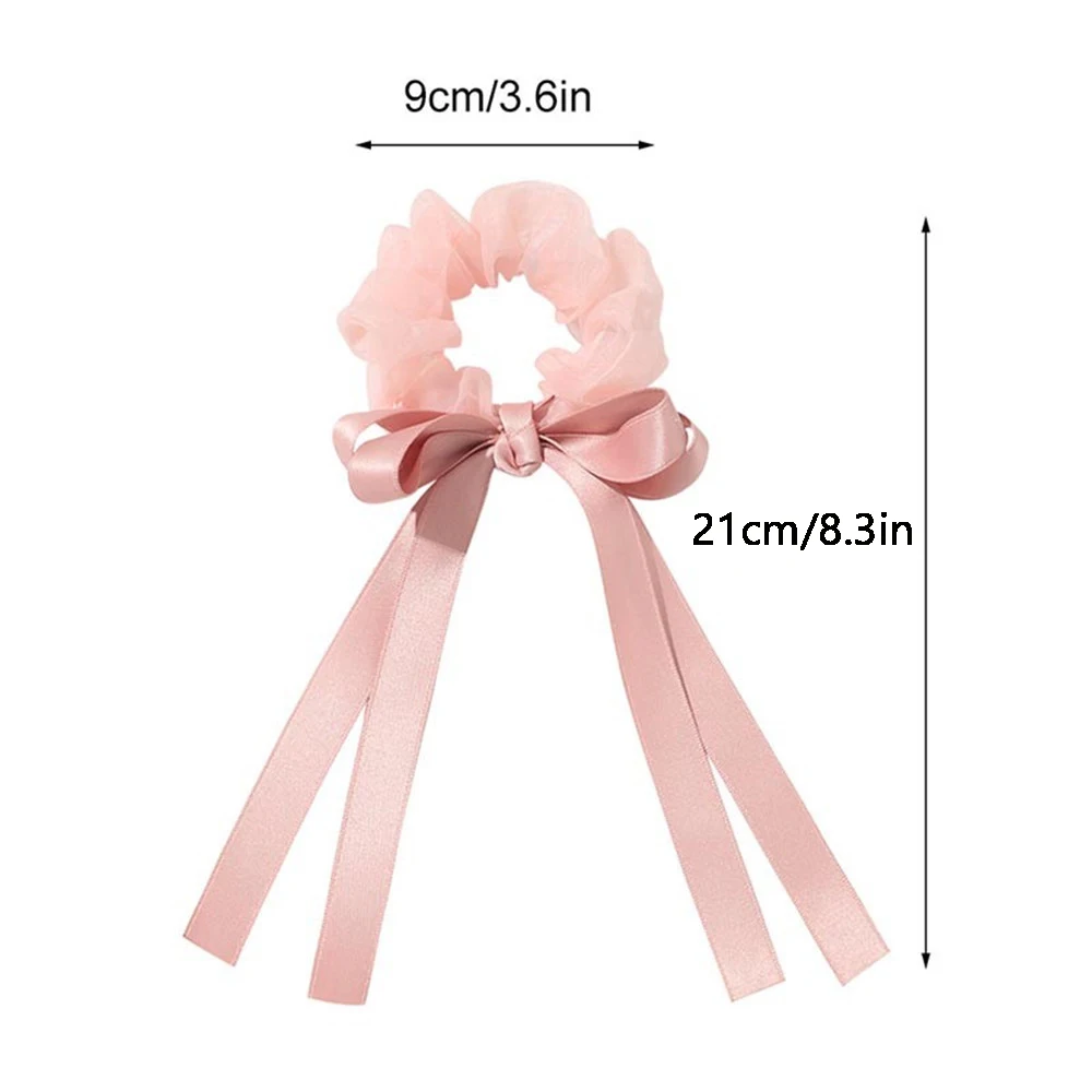 

Girls Cute Bow Long Ribbon Hair Scrunchie Organza Colorful Sweet Elastic Hair Band Ponytail Hair Scarf Hair Tie Hair Accessorie