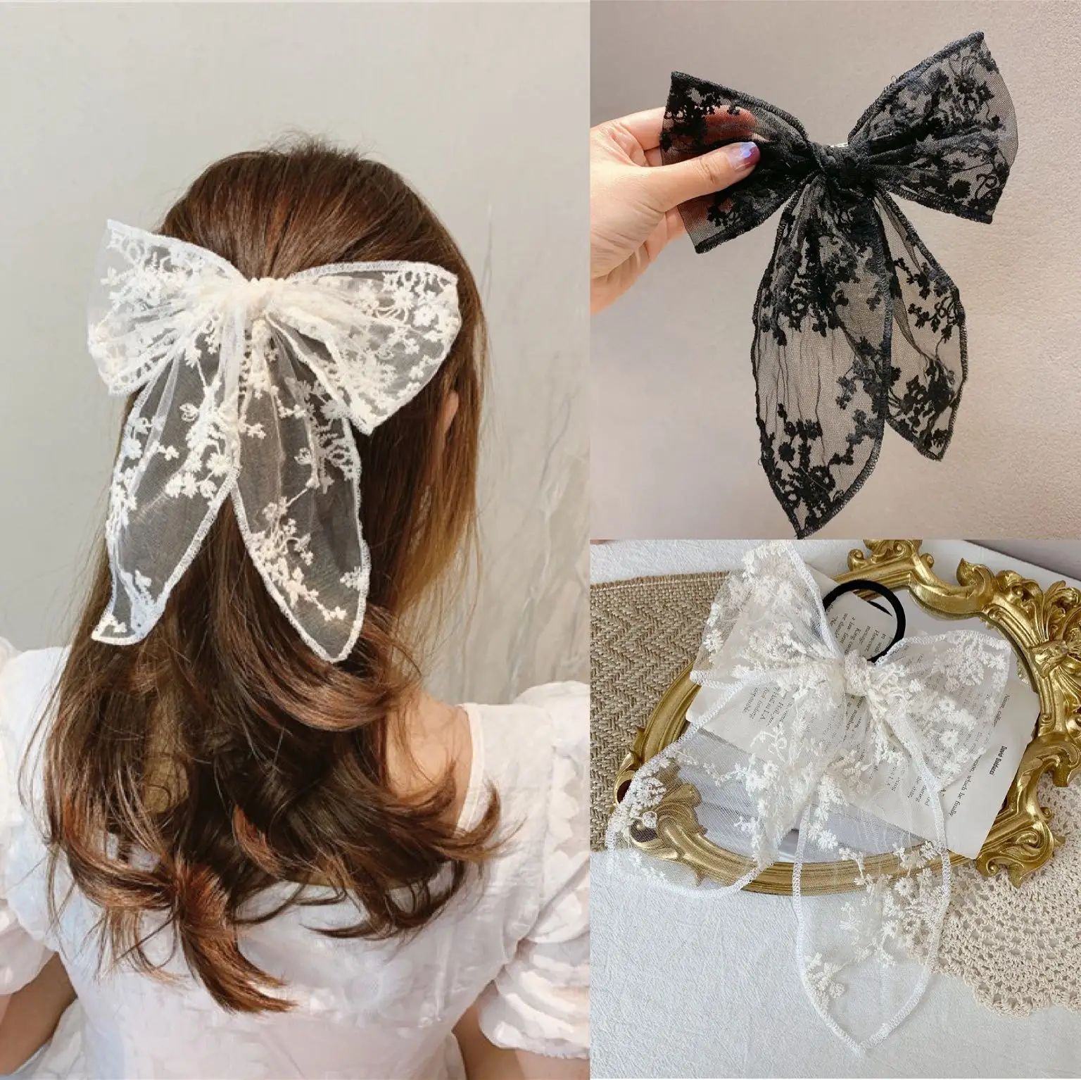 

Velvet Bow With Clip Women Girls Elegant Bow Tie Hairpins Vintage Black Wine Red Bow Hair Clip Prom Hair Accessories Party