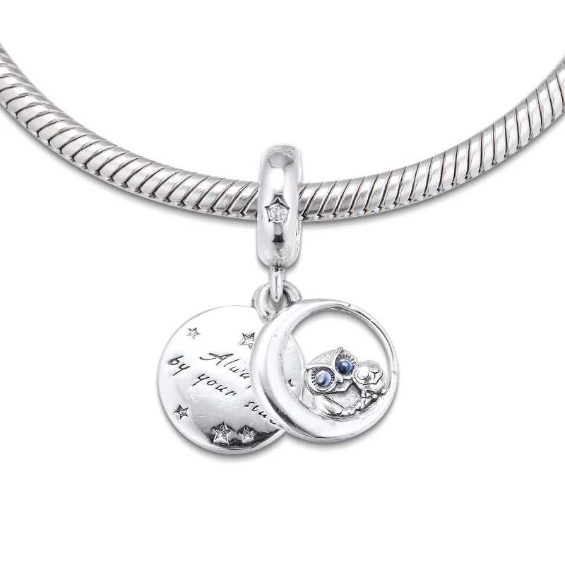 

Подходит для браслетов Pandora Beads 100% 925 пробы серебряные украшения Always by Your Side Owl подвесные шармы Бесплатная доставка