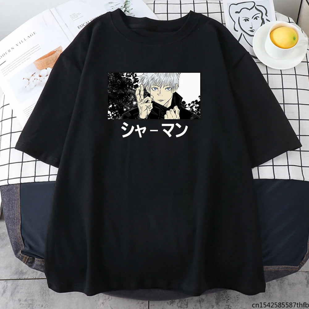 

Satoru Gojo Umlimited White Women T-Shirt Harajuku INS Fashion T Shirt Tops Summer Soft Womens Black T Shirts