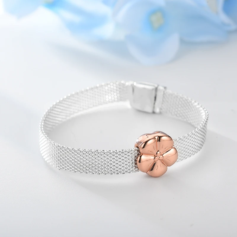 DEVOLOVE Новые 100% стерлингового серебра 925 рефлексы цветок очаровательные клипсы