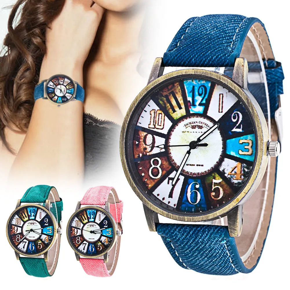 Женские Модные кварцевые часы из искусственной кожи с ремешком винтажные