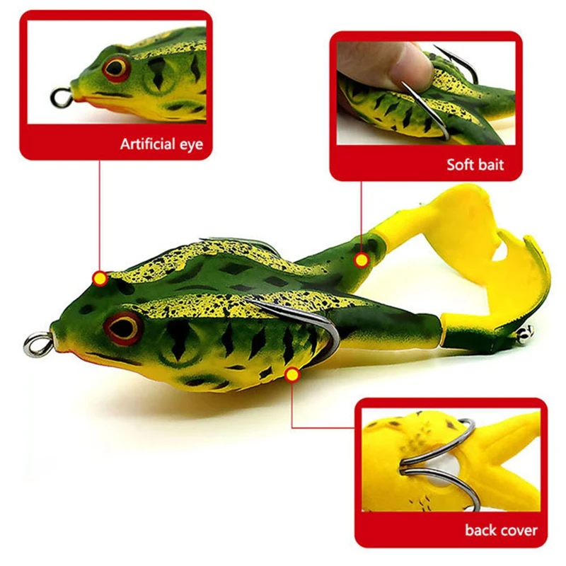 

Frog Soft Baits Rotating Double Legs Fish Lure Treble Hooks Top Water Ray Frog Silicone Artificial Wobblers Fishing Lures