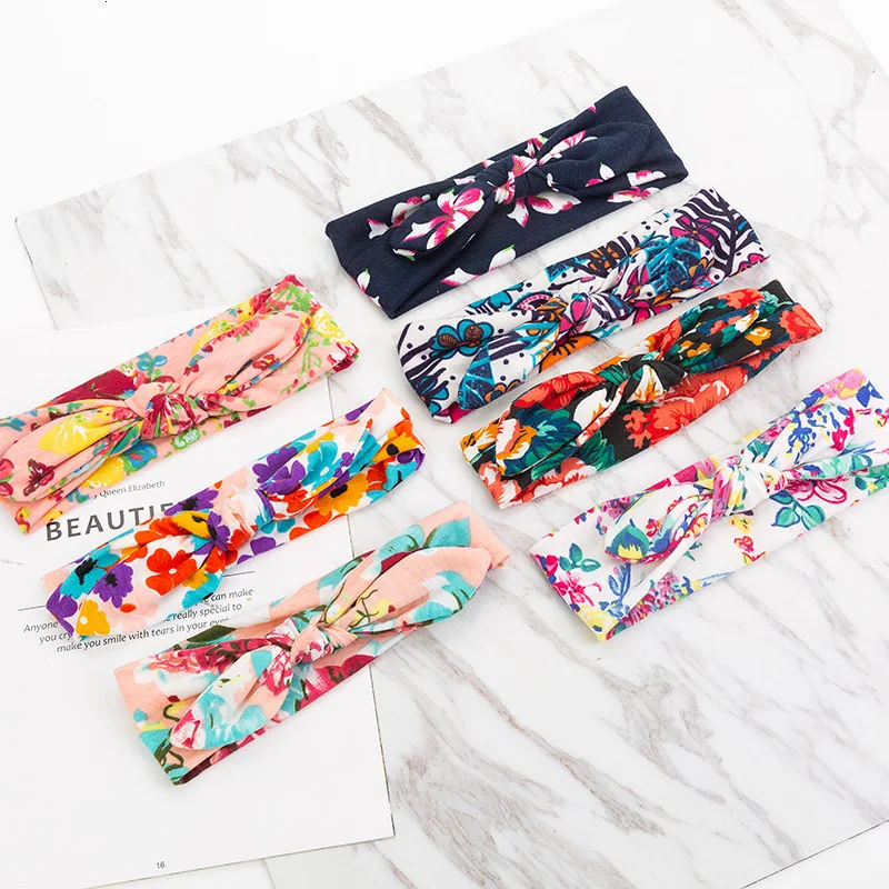 Повязка на голову в стиле бохо для новорожденных эластичная лента с бантом