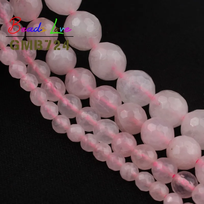 Круглые граненые бусины с розовым кристаллом 15 5 дюймов размеры 4 6 8 10 12 мм для