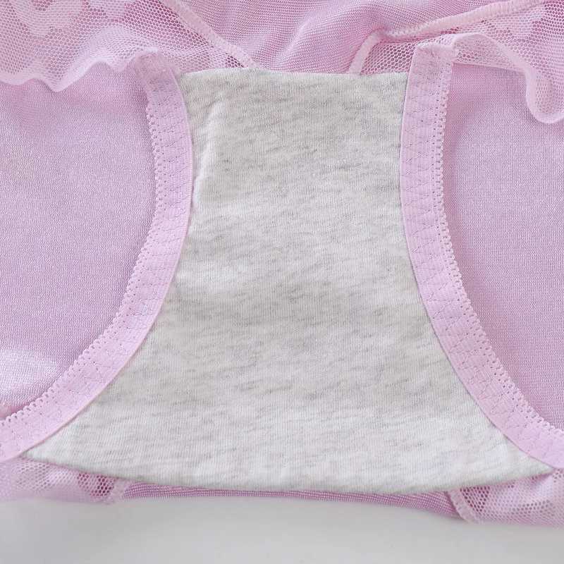 

Sexy High Waisted Traceless Briefs Women Cotton Crotch Lace Edge Comfortable Waistband Underwear New Style Summer L XL Panties